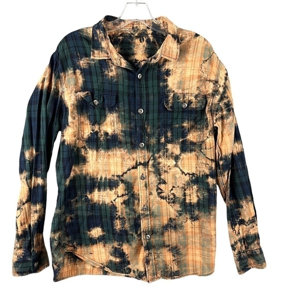 Paperback Originals Mens Button Down Bleached Plaid Size Medium EUC - Picture 1 of 9